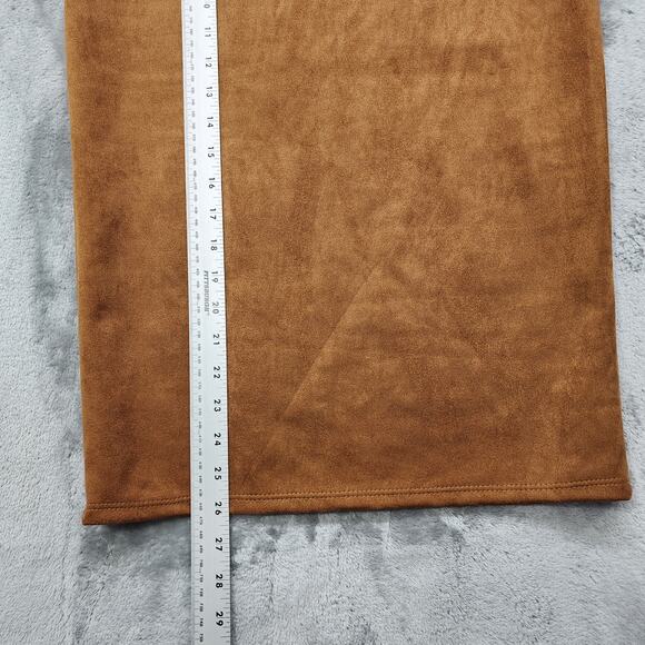 NEW Double Take Skirt Womens S Brown Sueded High Waist Ponte Knit Pull On Pencil - Picture 7 of 8